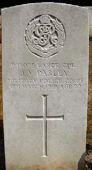 John Vincent Pasley, grave.